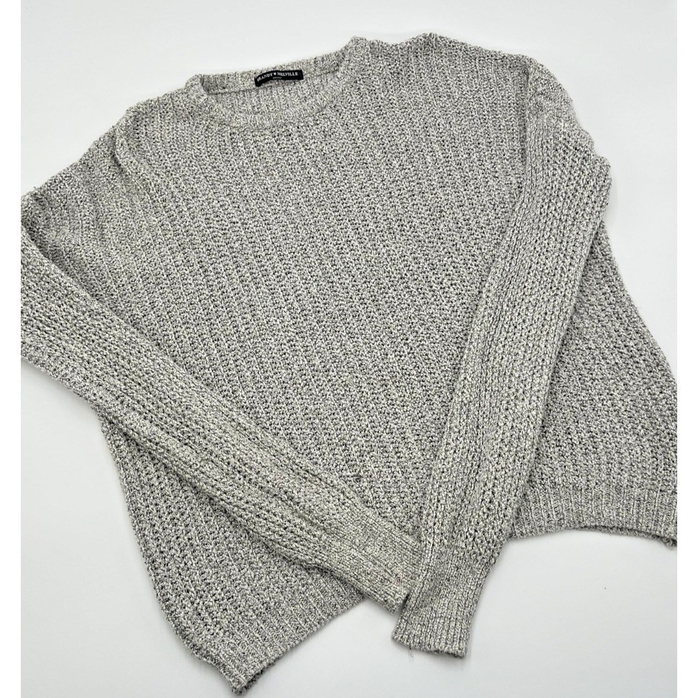Brandy Melville Grey Marled Knit Crewneck Sweater‎ Made in Italy One Size